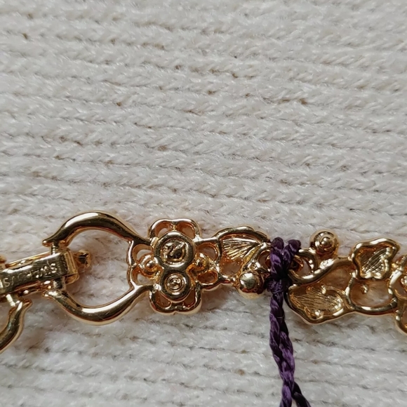 Retired Daniel Swarovski Signed Wedding Flower Rose Gold Crystal Necklace - Picture 6 of 8